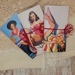 Red Traveler's Notebook Inserts, 3 Vintage Pin-up Girl Handmade Notebooks